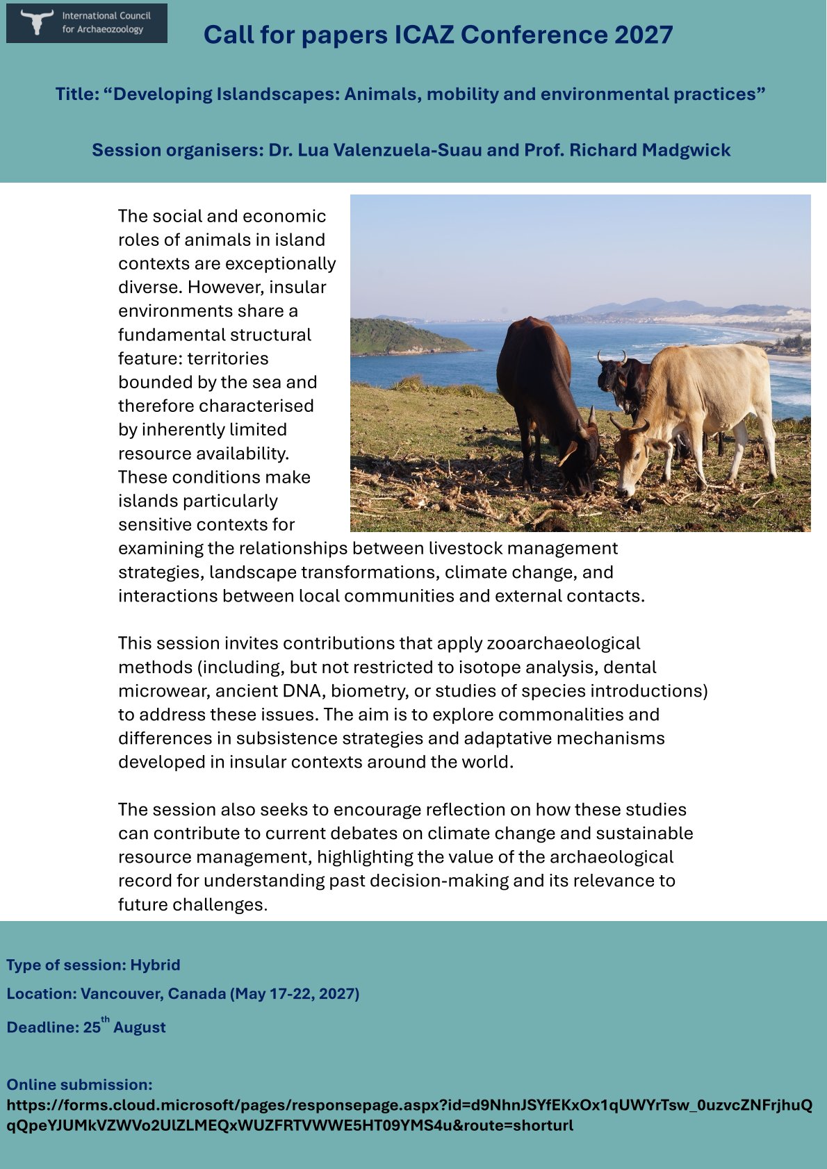 Call for papers ICAZ 2027 poster